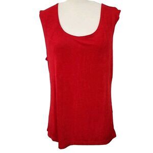Magic Scarf Company Tank Top Womens XL-2X Sleeveless Stretch Scoop Neck Red